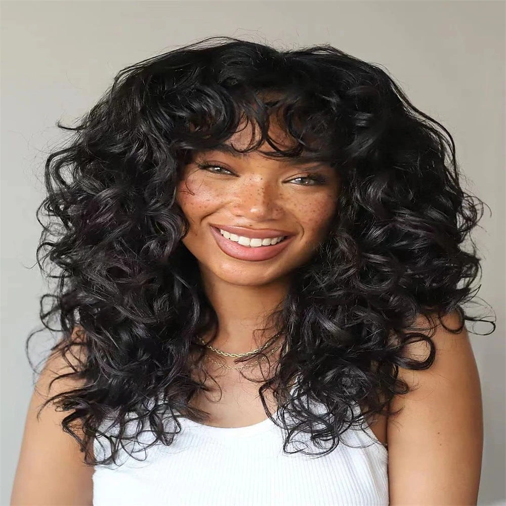 Head Cover African Small Curly Female Fluffy Wig Long Curls