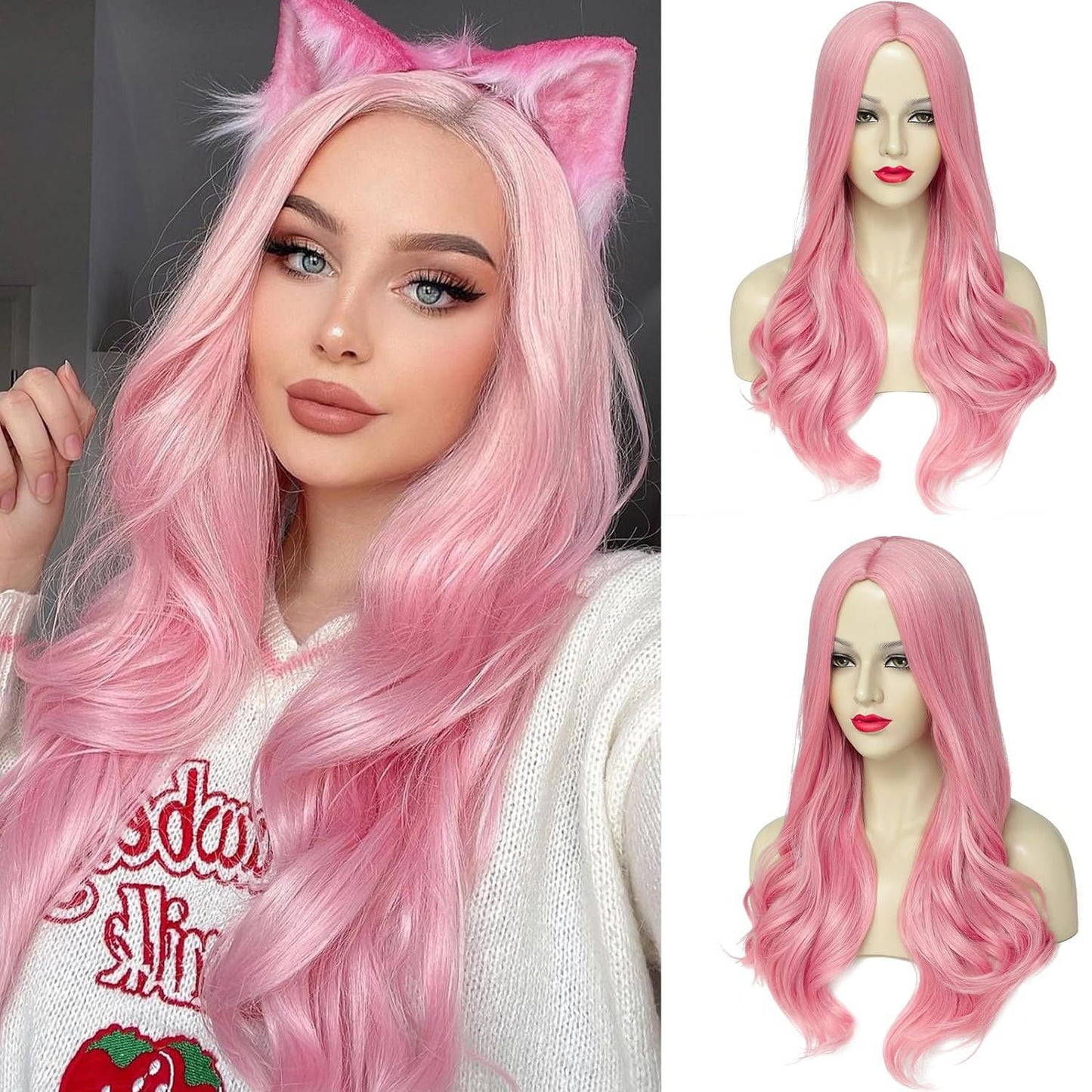 Women's Forehead Lace Natural Mid-length Hair Big Wave Small Curly Wig Long Curls