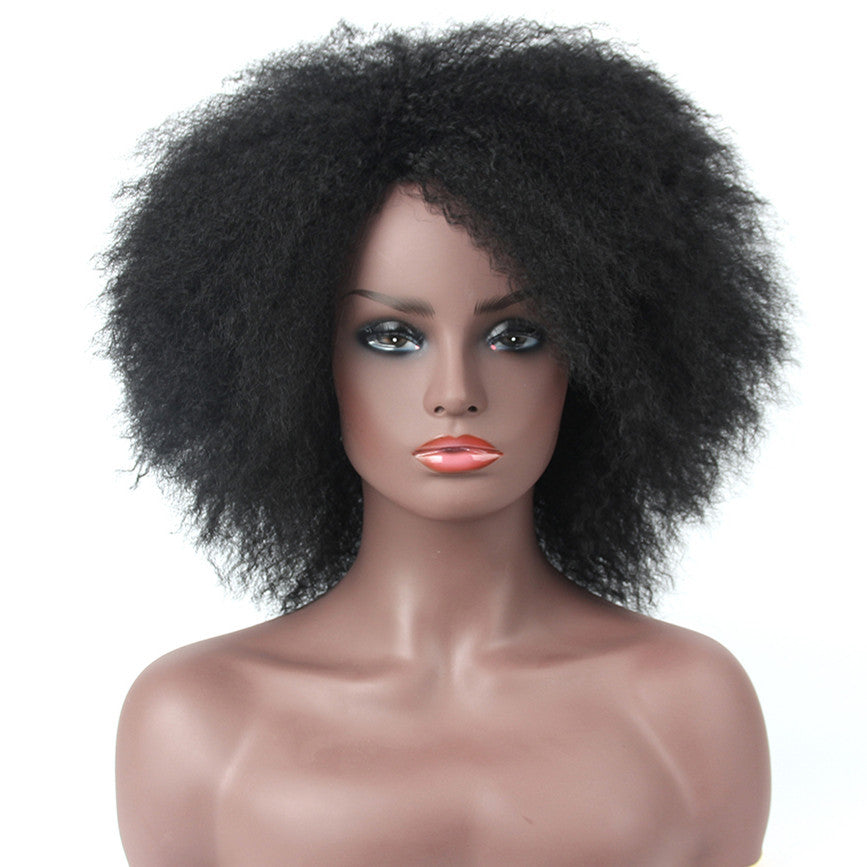 Women's & Men's Afro Fluffy Short Curly Black Dark Brown Cos Wig