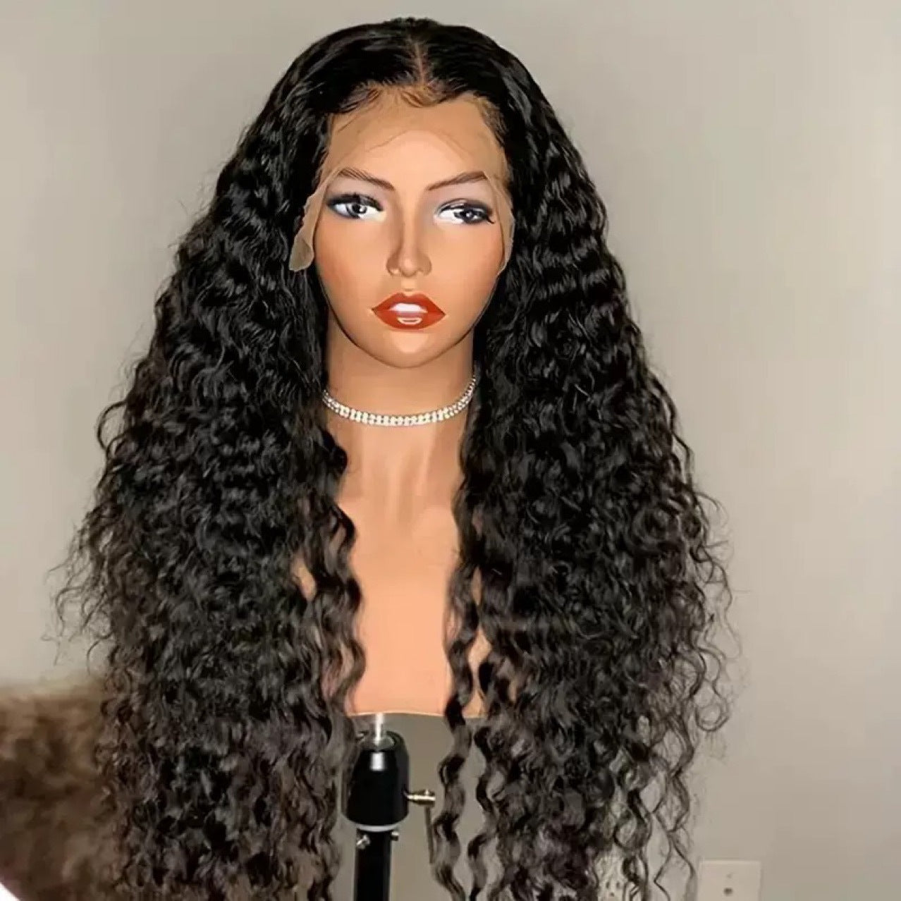 Processed Small Curly Hair Real Human Former Lace Head Cap Wig Long Curls