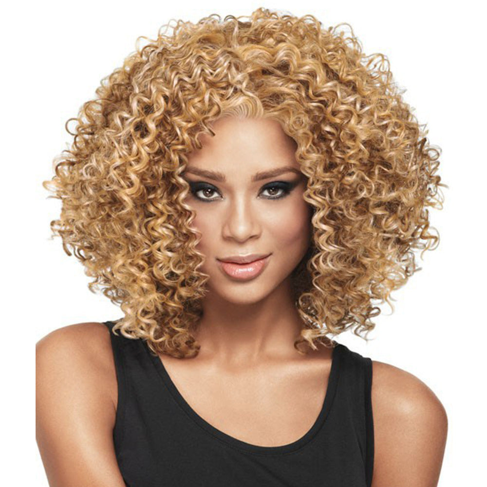 Fashion Chemical Fiber African Small Curly Afro Real Hair Wig