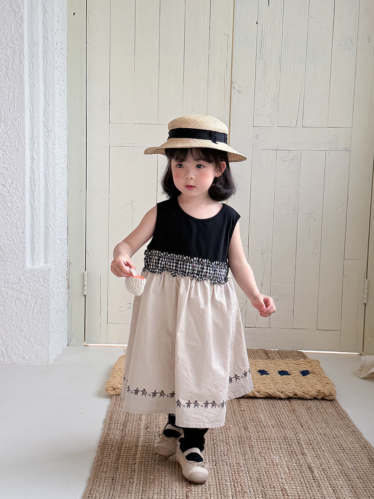 Children's Summer Korean Style Color Matching Vest Skirt Children's Dress
