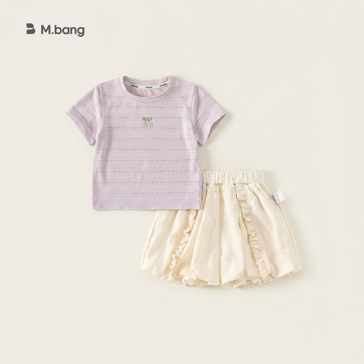 Children's Clothing Solid Color Hollow Short Sleeve Pants Two-piece Summer Children's Suit