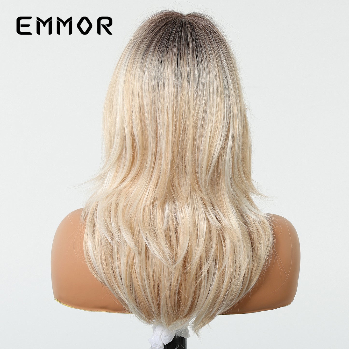 Gradient Golden Bangs Hair Fashion Full Wig Long Curls