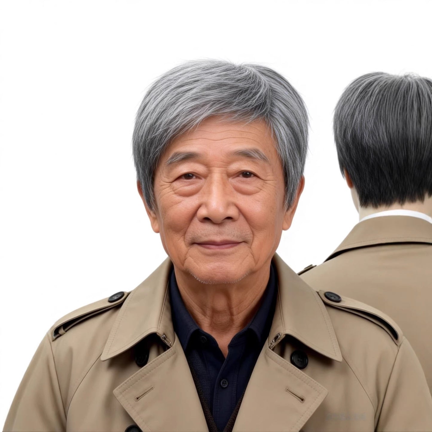 Men's White Real Hair Short Partial Side Bangs All Men's Wig
