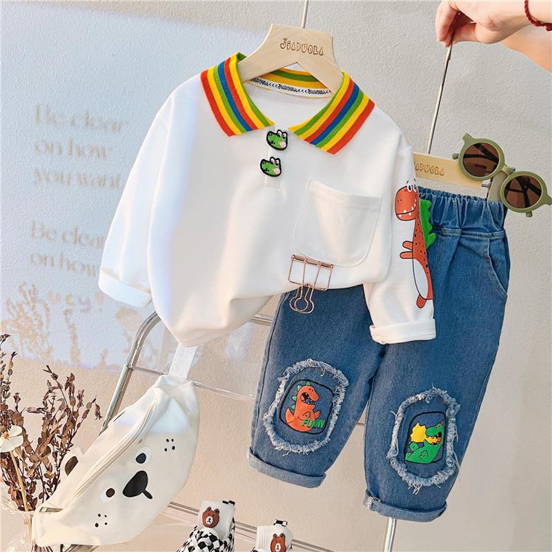 Children's Two-piece Cartoon Lapel Boys Autumn Clothing Children's Suit