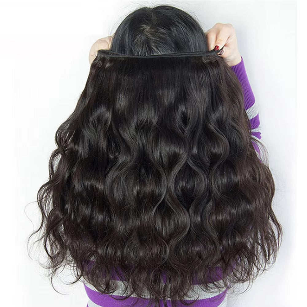 Natural Color Strip Pure Human Without Real Hair Wig