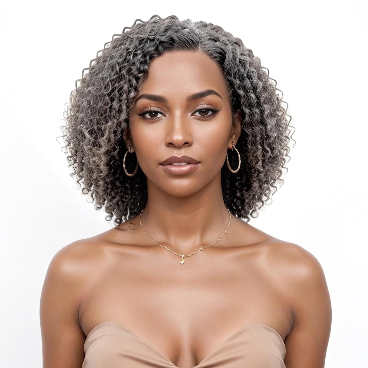 Women's Front Lace Curly Hair African Small Wig Long Curls