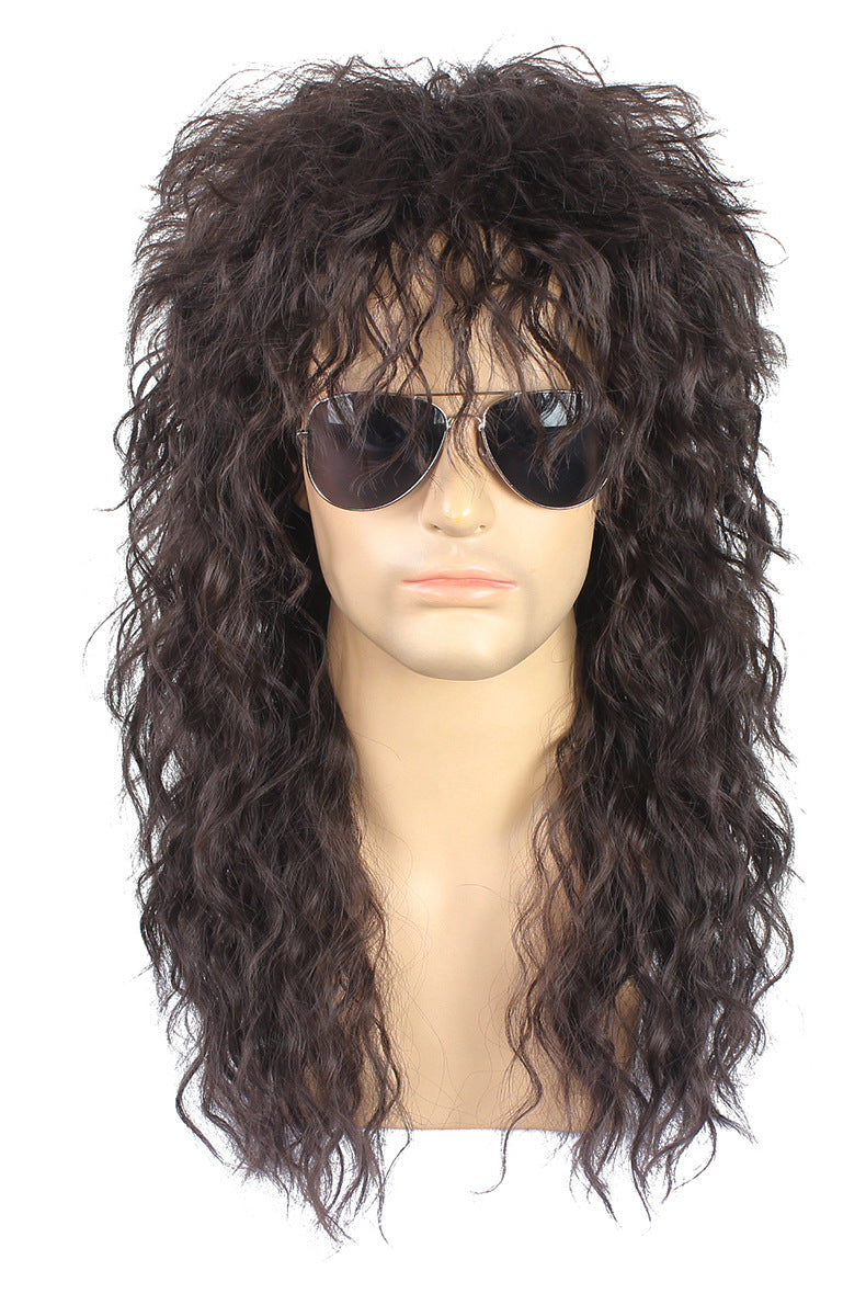 Men's Punk Long Curly Hair Halloween Rock Men's Wig