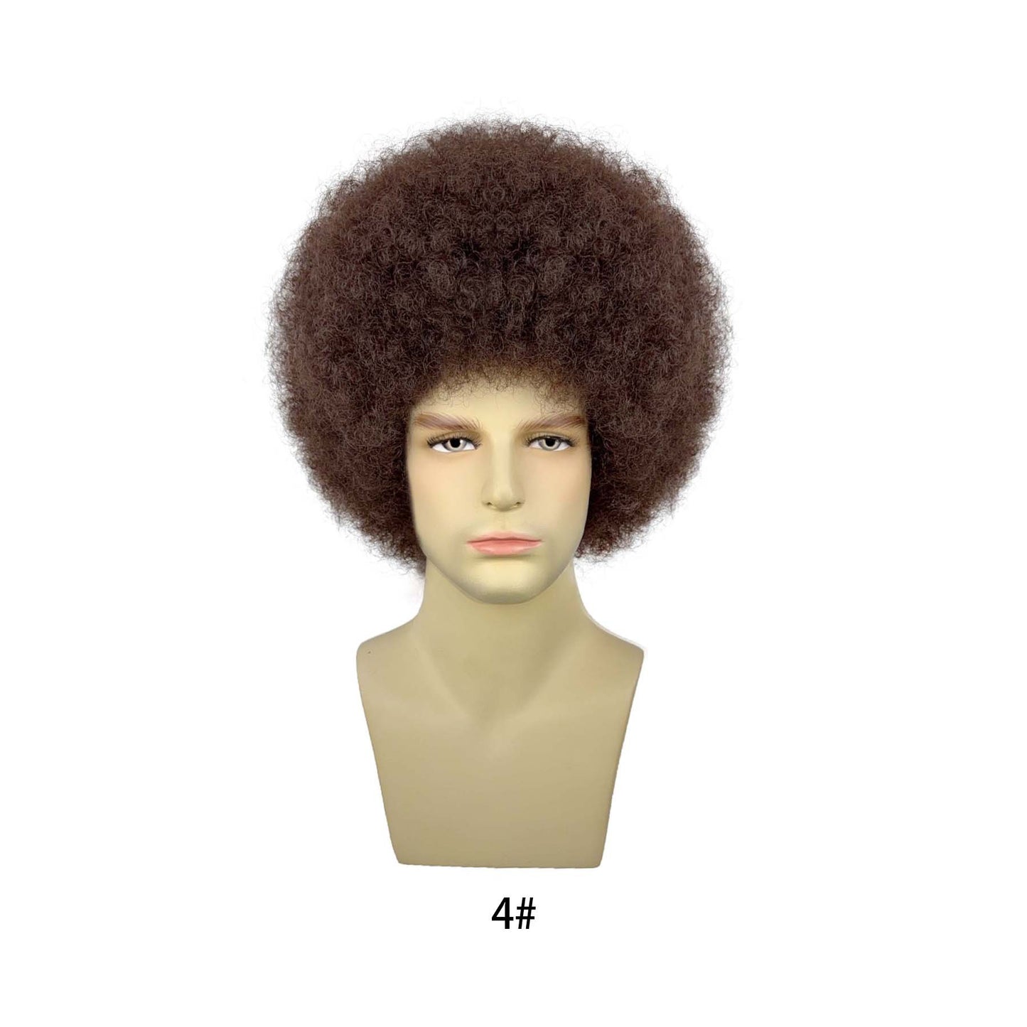 Men's Afro Fiber Head Cover African Small Wig Short Curly Hair