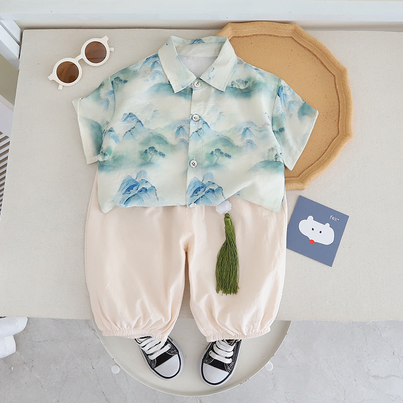 Summer Boy's Chinese Style Tang Short Children's Suit