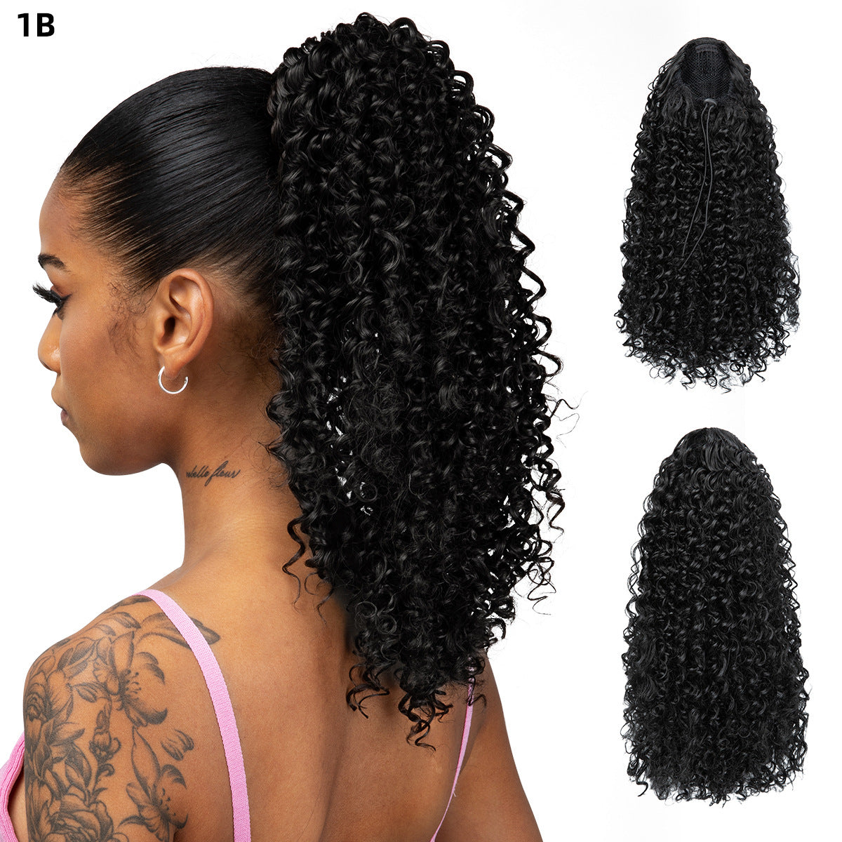 African Small Curly Female Chemical Fiber Drawstring Wig Ponytail