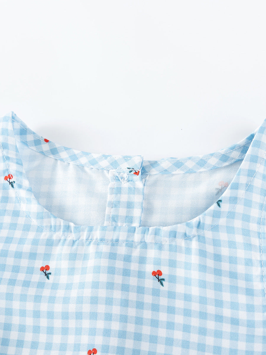 Children's Summer Sleeveless Sundress Cute Plaid Shirt Children's Dress