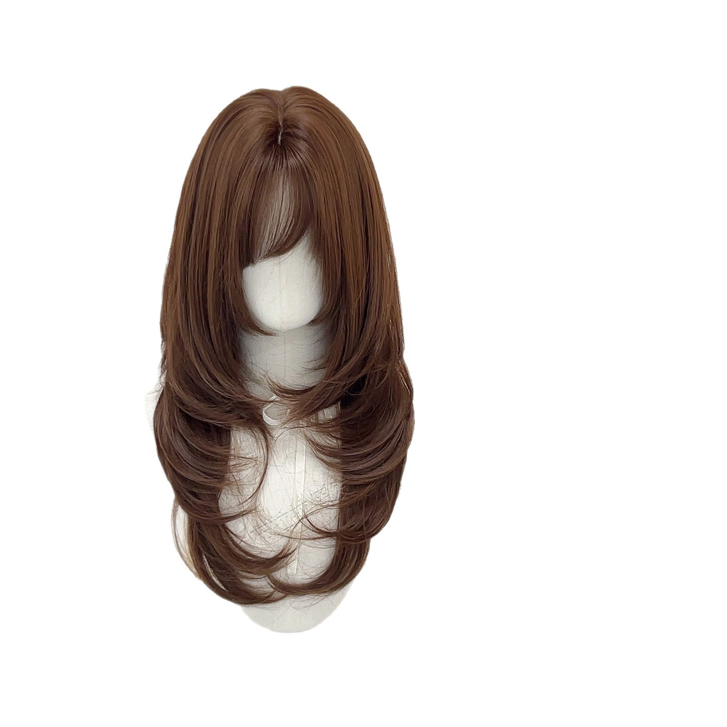 Cute Female High Level Chocolate Brown Soft Whole Top Sheath Wig Long Curls