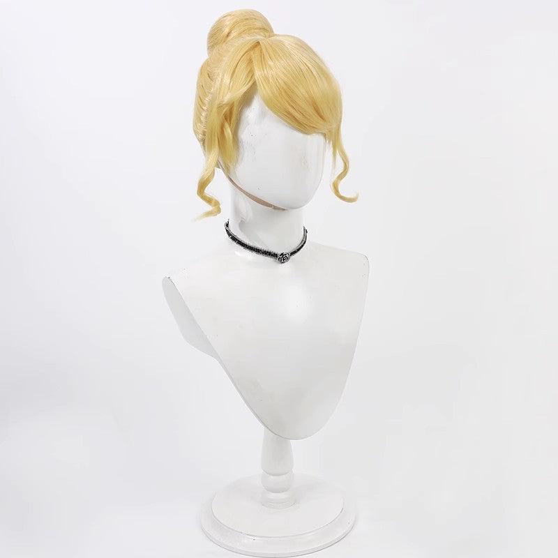 Princess Style Gray Golden Yellow Simulation Scalp Cos Wig