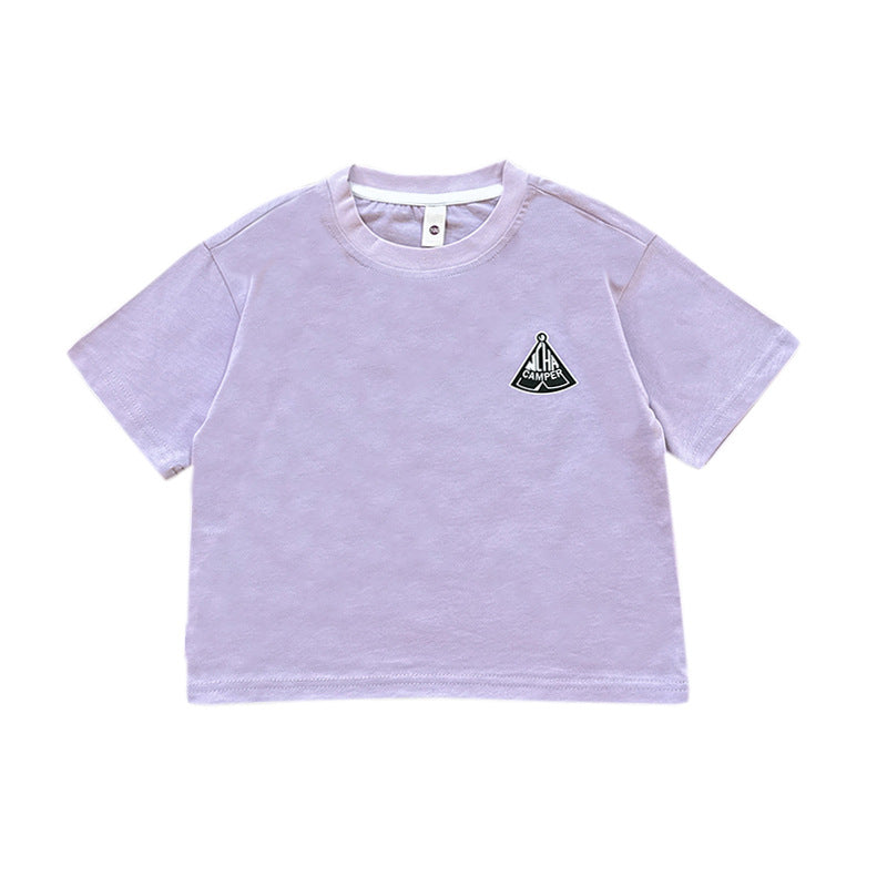 Children's Short-sleeved Summer Outdoor Camping Top Soft Cotton Children's T-shirt