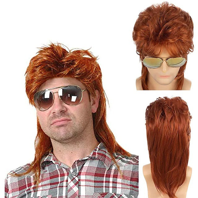 Men's Halloween Rose Net Punk Short Hair Full Men's Wig
