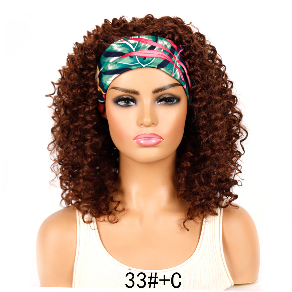 Graceful Ice Silk Band Headband Sheath Wig Short Curly Hair