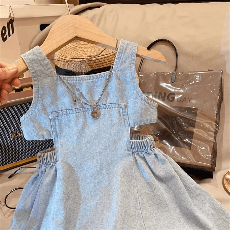Korean Style Summer Strap Clothing Skirt Fashionable Denim Children's Dress