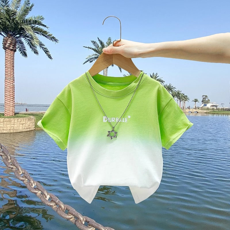 Children's Summer Short-sleeved Fashion Gradient Half-sleeve Wear Handsome Cool Children's T-shirt
