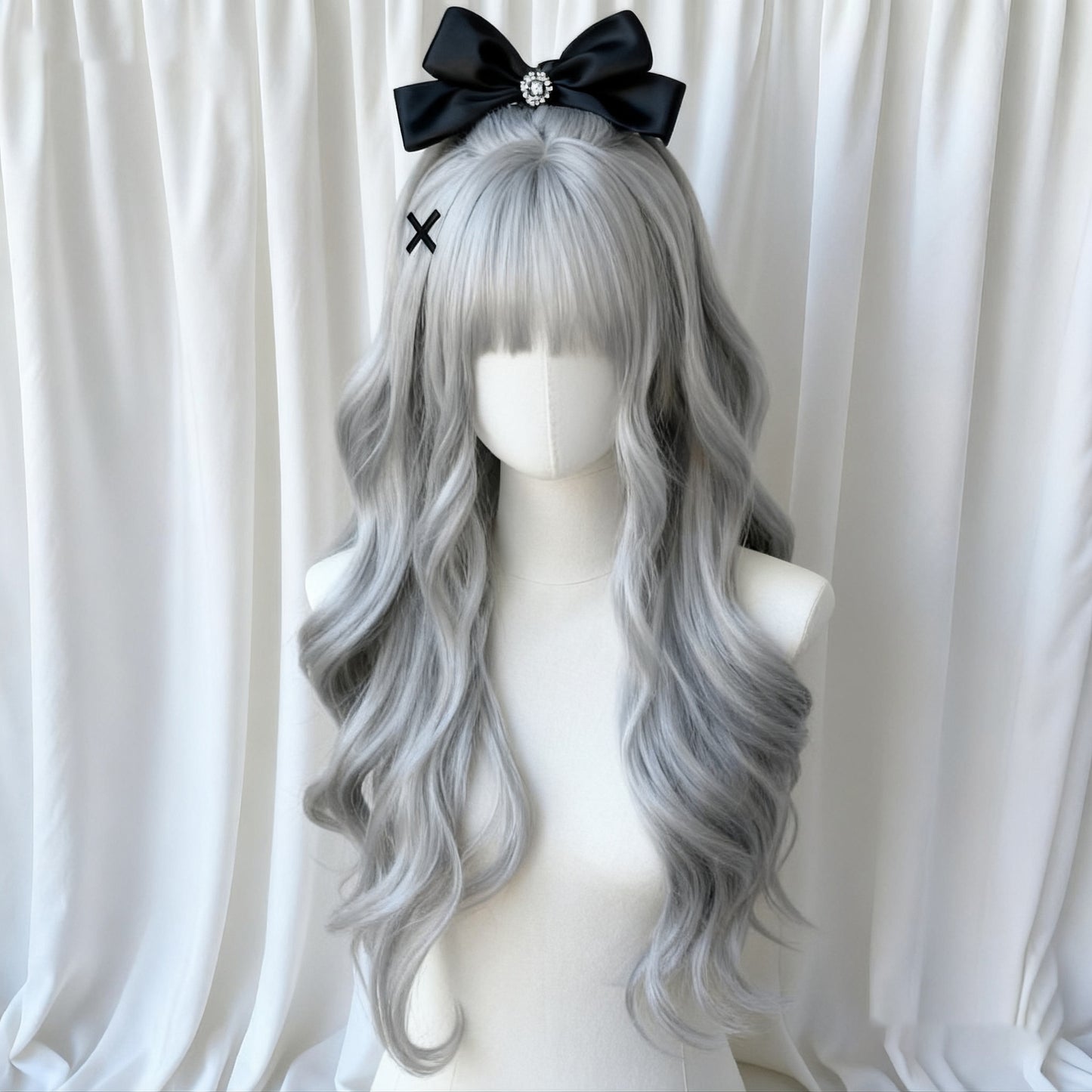 Natural Fluffy Fashion Seamless Mid-length Bangs Big Wave Wig Long Curls
