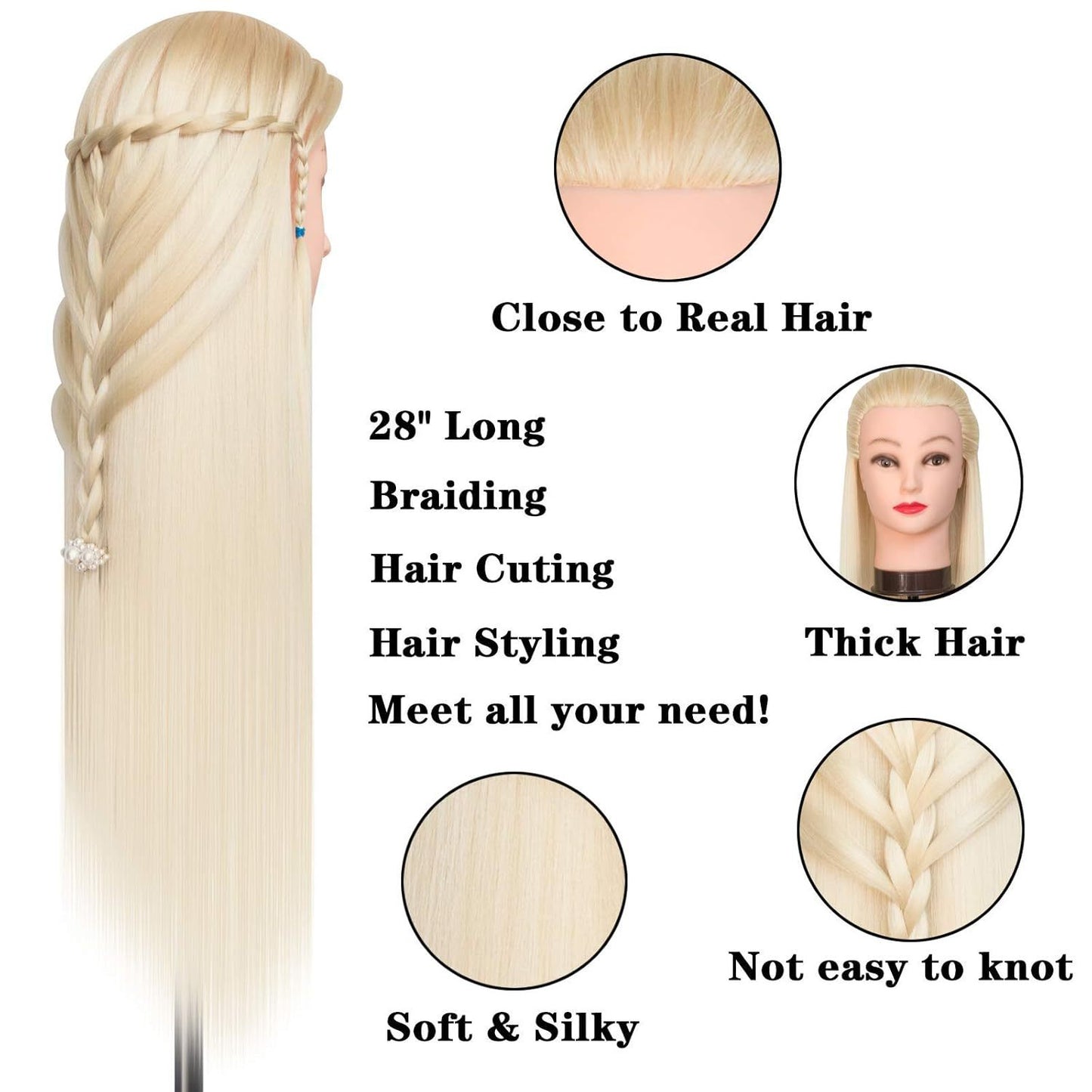 Model Head Practice Hairdressing Hair Cutting Teaching Mock Other Wig