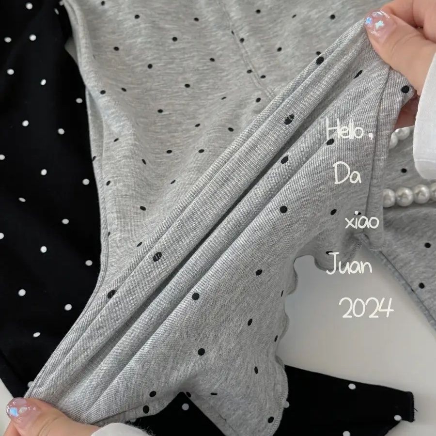 Children's Style Fashionable Polka Dot Bell-bottom Autumn Clothing High Waist Casual Children's Pants