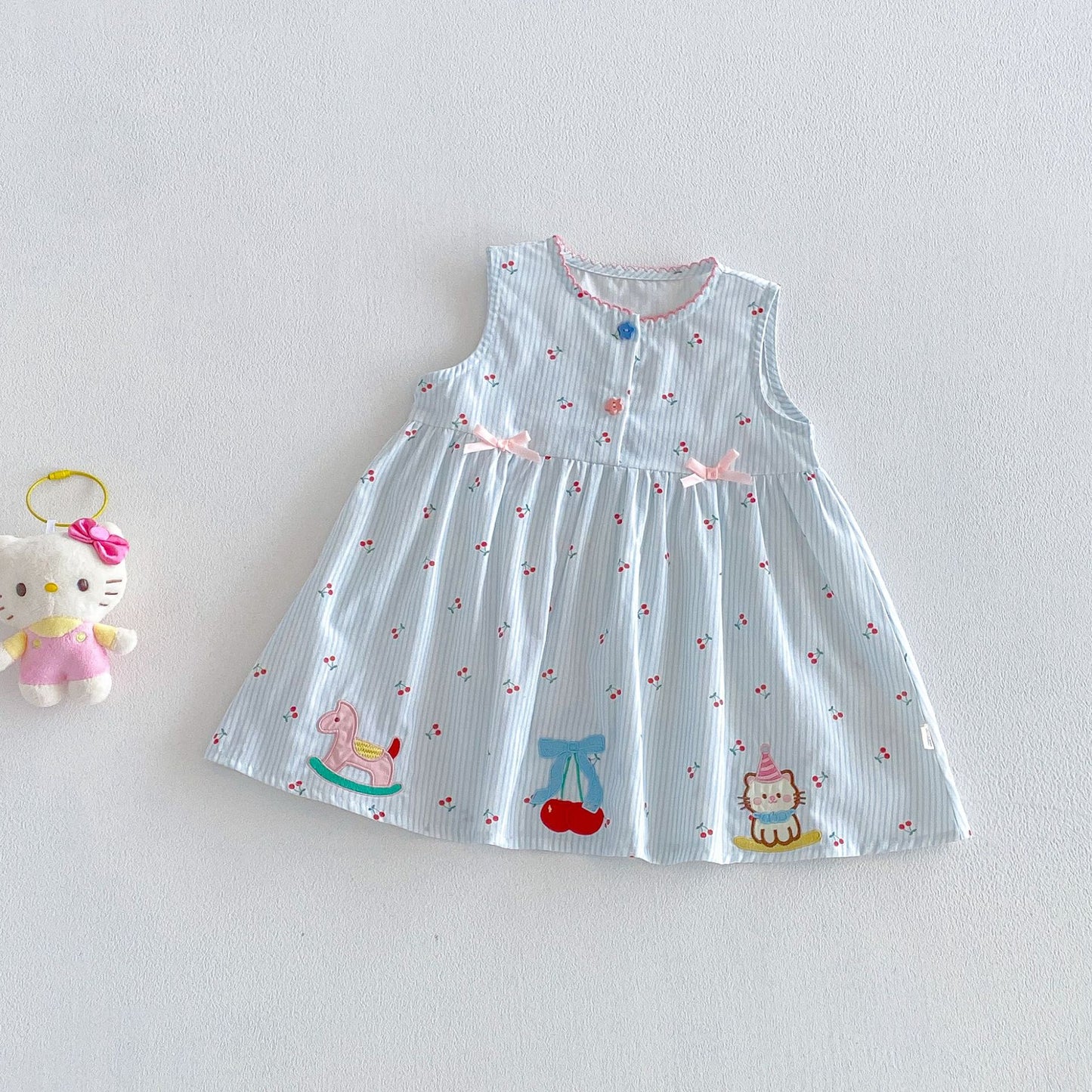 Children's Vest Summer Bow Dots Stripes Skirt Children's Dress