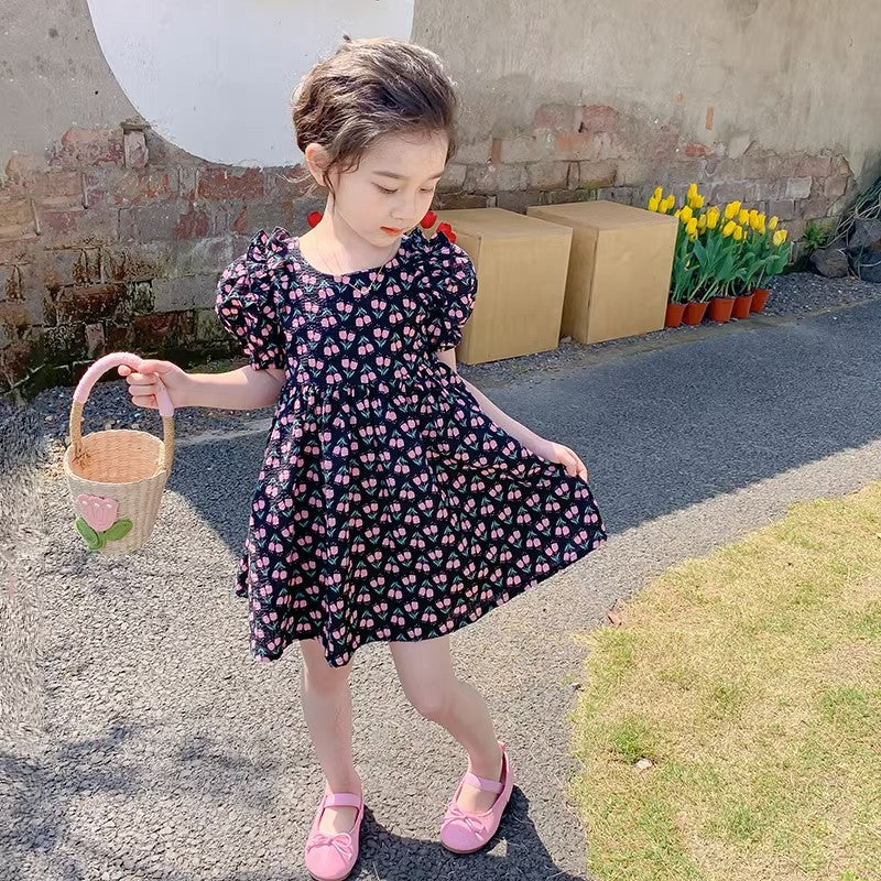 Children's Summer Fashionable Clothing Princess Skirt Printed Children's Dress