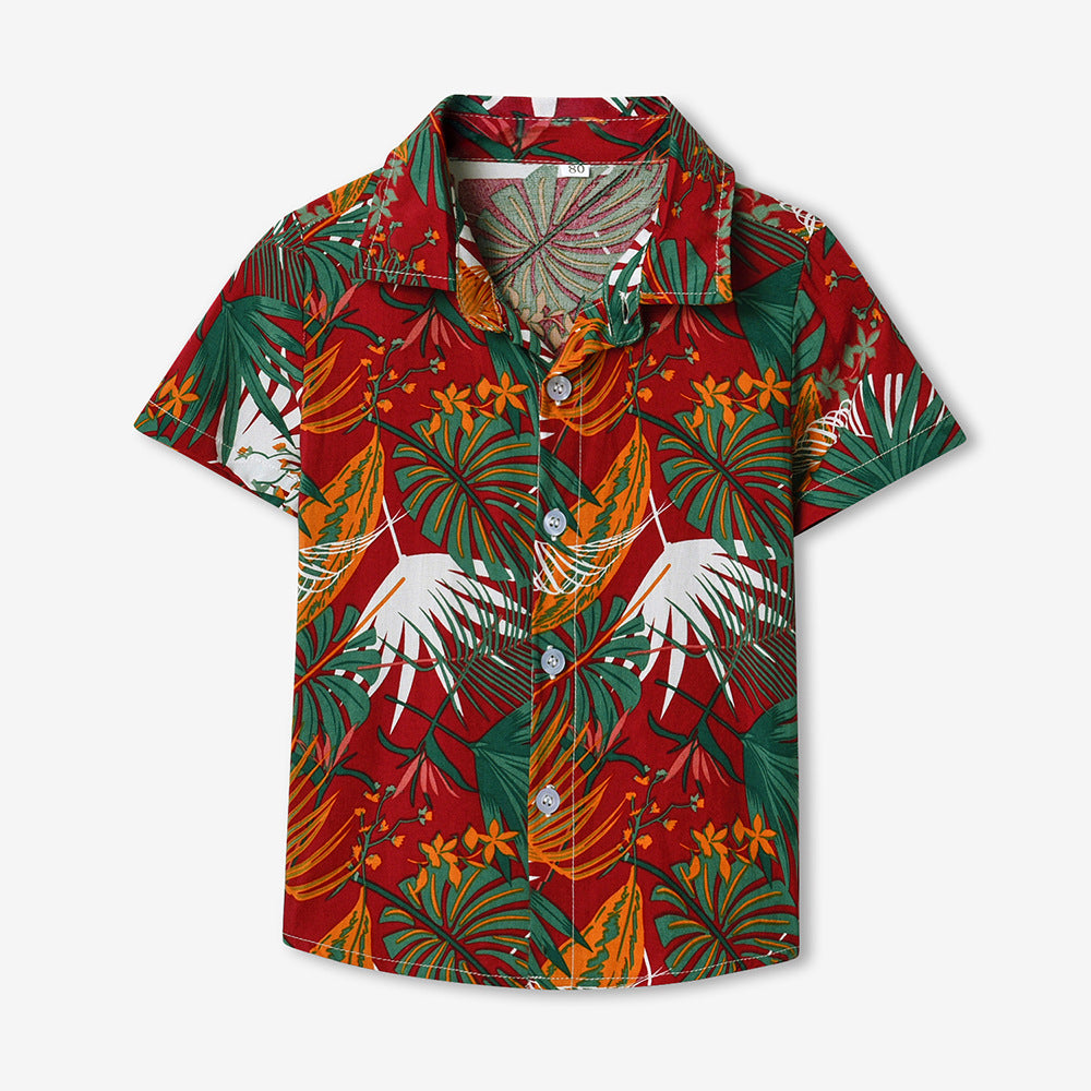 Children's Clothing Lapel Single Breasted Cute Flowers Cardigan Summer Casual Children's Shirt