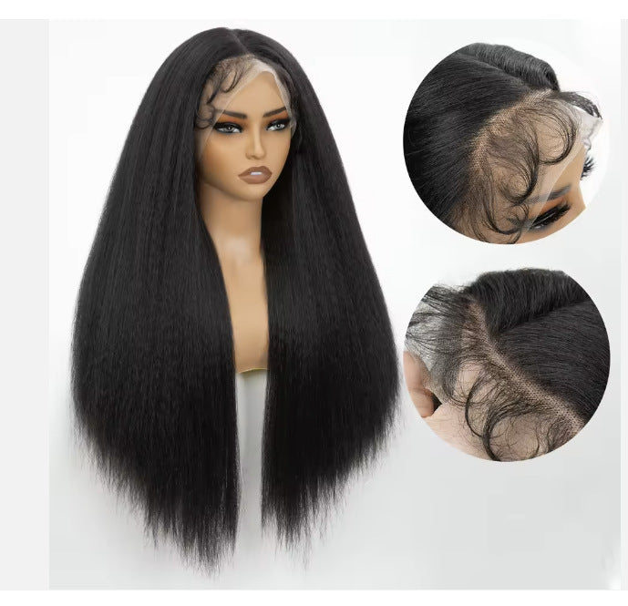 Forehead Lace Headband Hand-woven Long Curly Hair Black Other Wig
