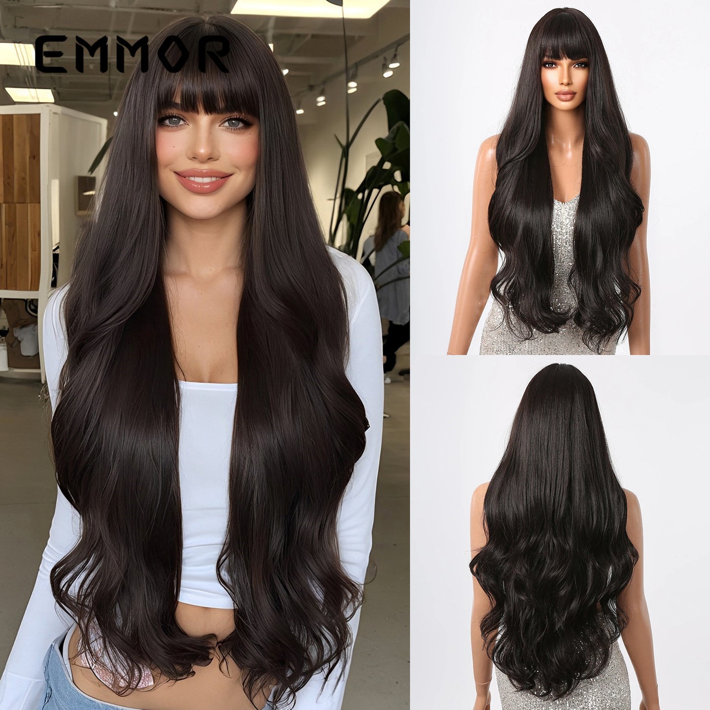 Bangs Curly Hair Dignified Goddess Waist Natural Fluffy Wig Long Curls