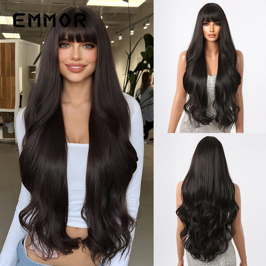 Bangs Curly Hair Dignified Goddess Waist Natural Fluffy Wig Long Curls