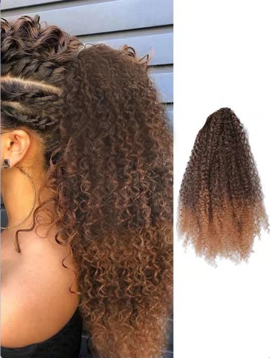 Curly Hair African Small Roll Drawstring Inch Wig Ponytail
