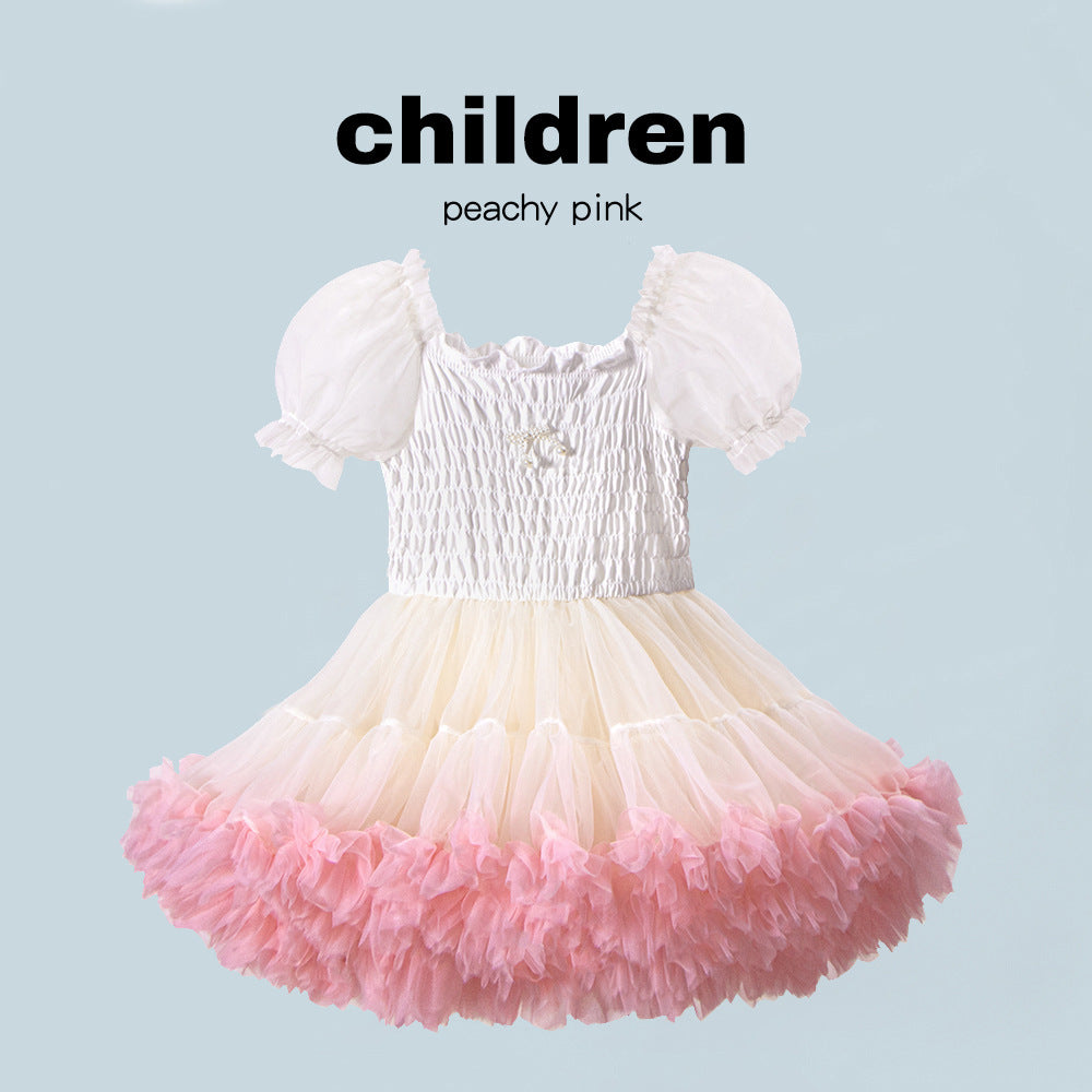 Children's Spring Fashionable Princess Bubble Sleeve Puffy Class Children's Dress