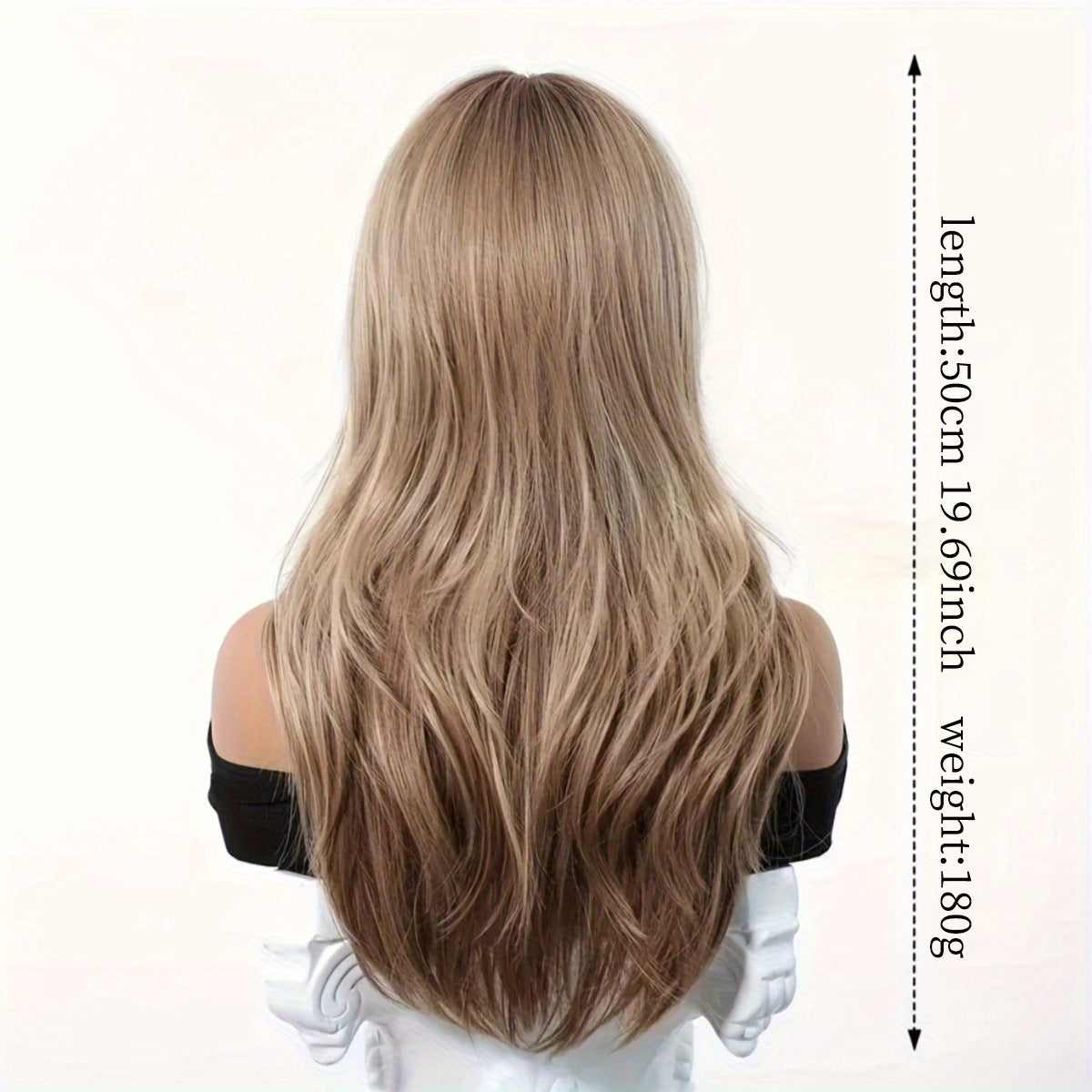 Women's Curly Hair Gray Brown Big Wave Layered Long Straight Wig