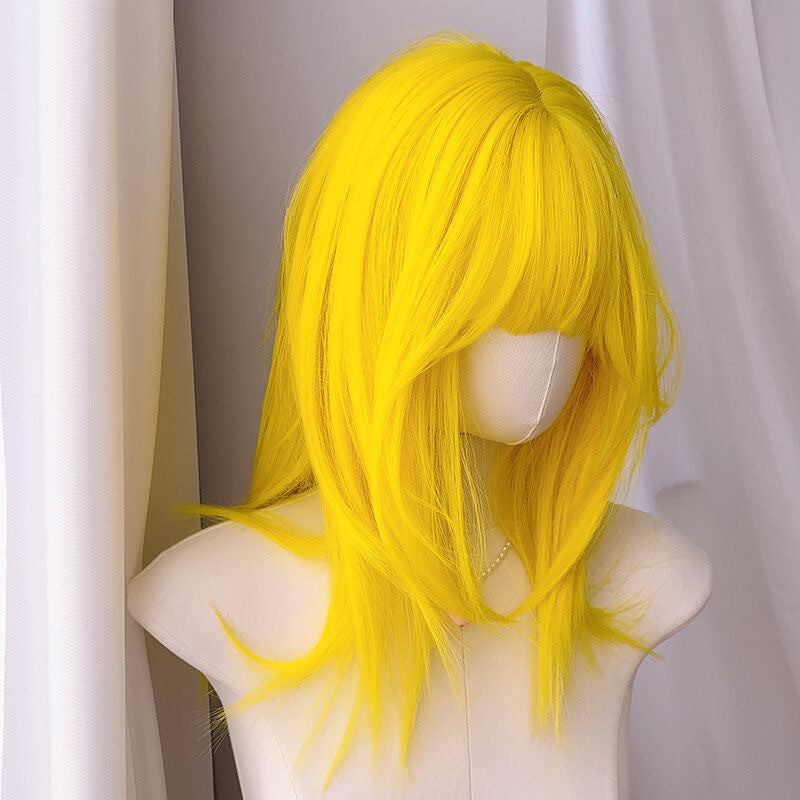 Female Bangs Level Mid-length Fashion Trendy Head Shape Simulation Full Wig Short Straight Hair