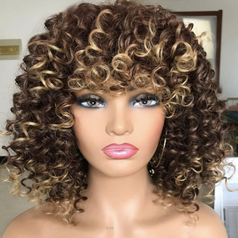 Winding Stick African Small Volume Fluffy Wig Short Curly Hair