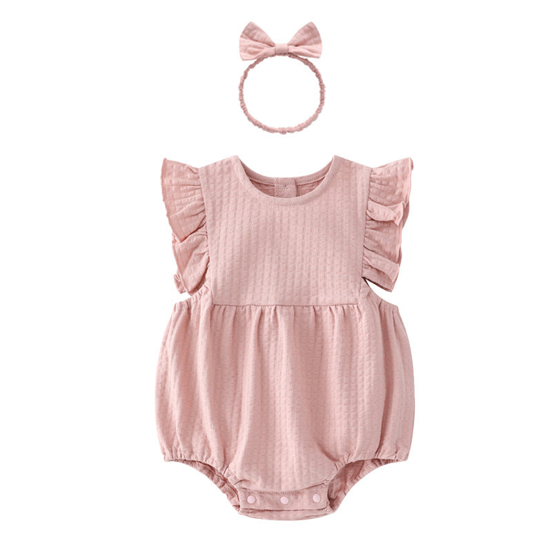 Born Sleeveless Jumpsuit Round Neck Solid Color Cute Jumpsuit, Climbing Suit