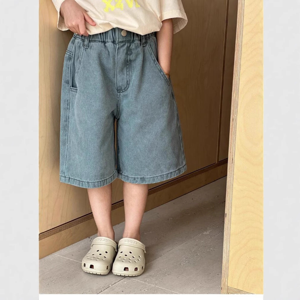 Children's Middle Big Fifth Thin Wear Denim Shorts Children's Pants