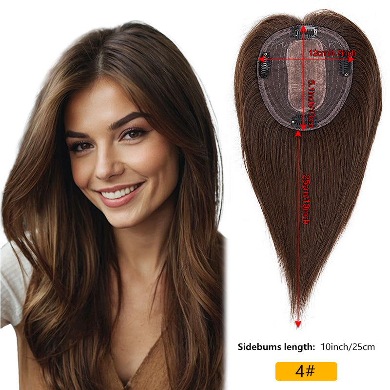 Female Real Hair Head Hairpiece Cover Gray Invisible Wig