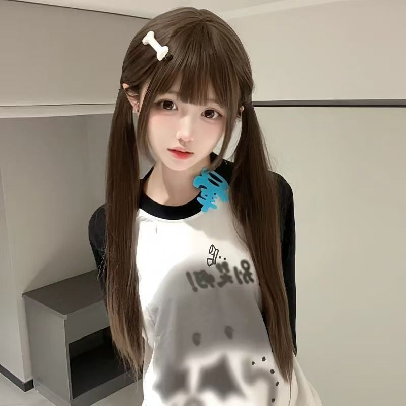 Women's Hair Natural Fluffy Bangs Style Little Long Straight Wig