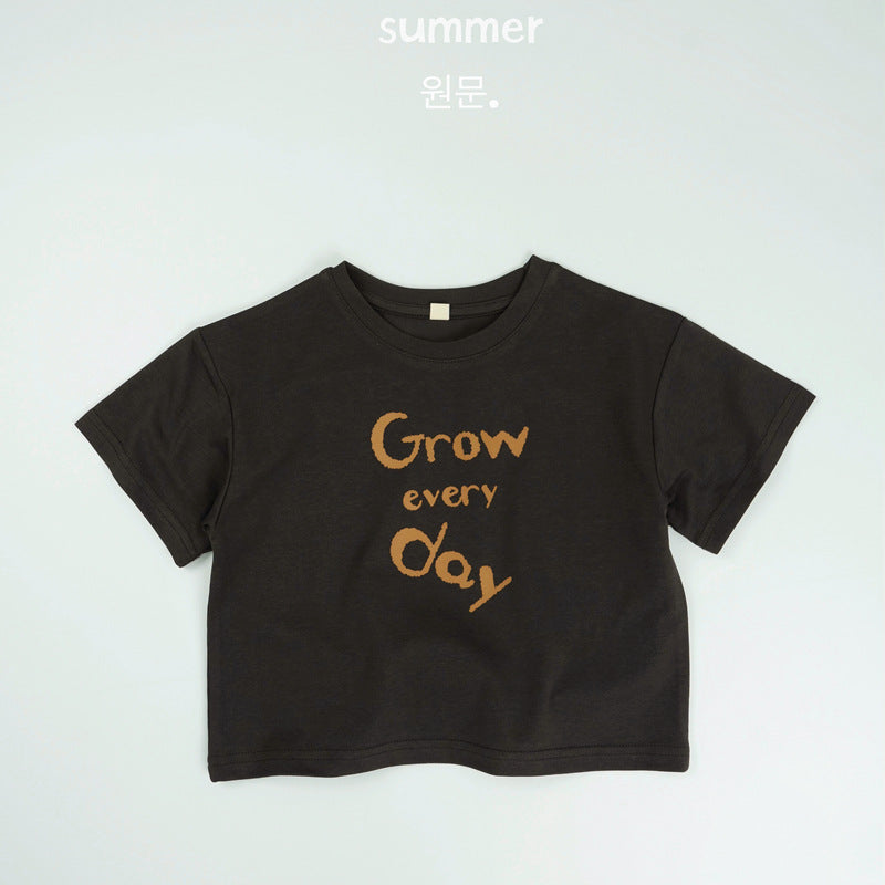 Children's Short-sleeved Summer Boy Clothing Loose Western Style Half Sleeve Letters Children's T-shirt
