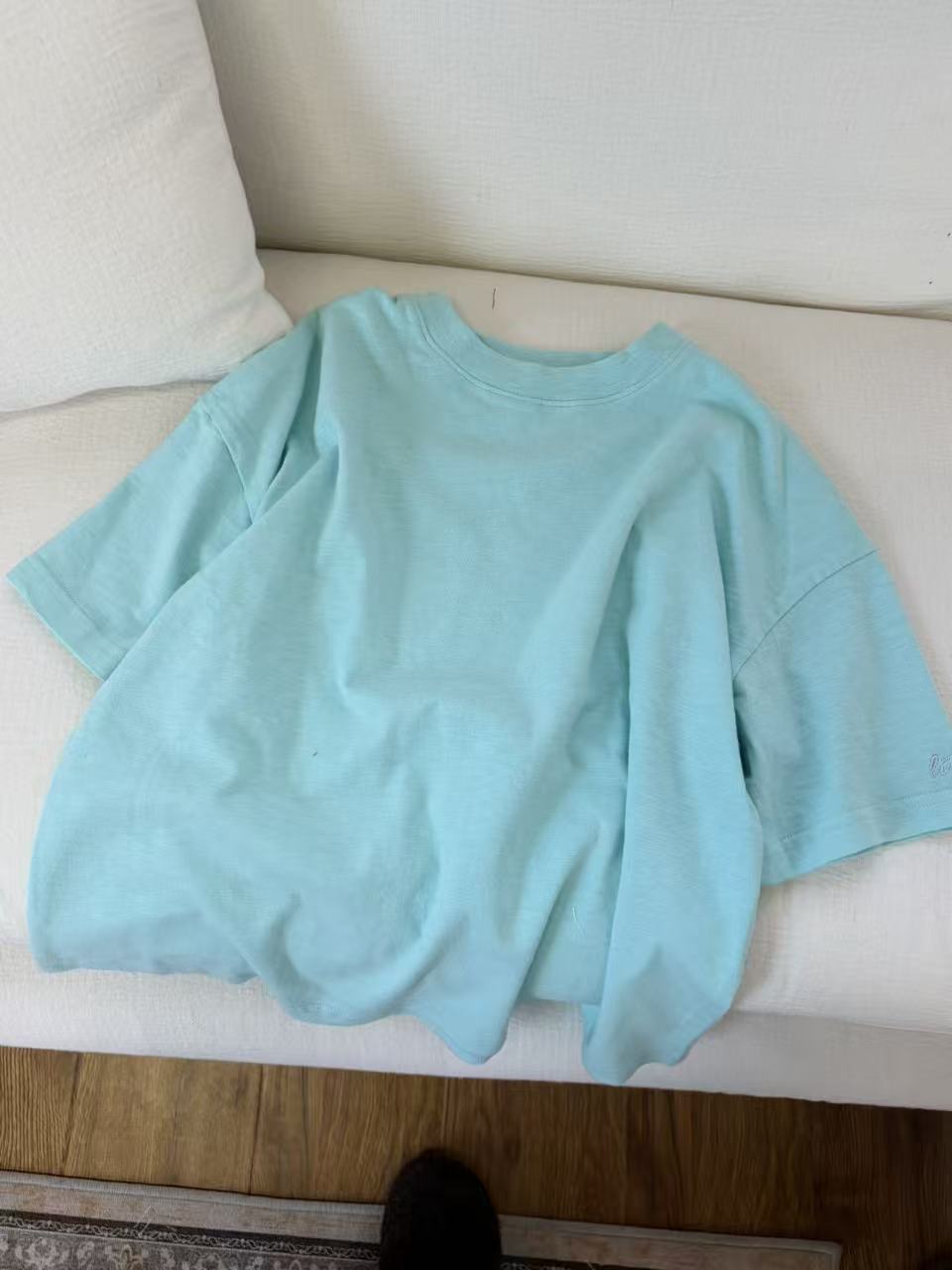 Women's & Men's Summer Simplicity Profile Embroidered Letter Slub Cotton Candy Color Short Children's T-shirt