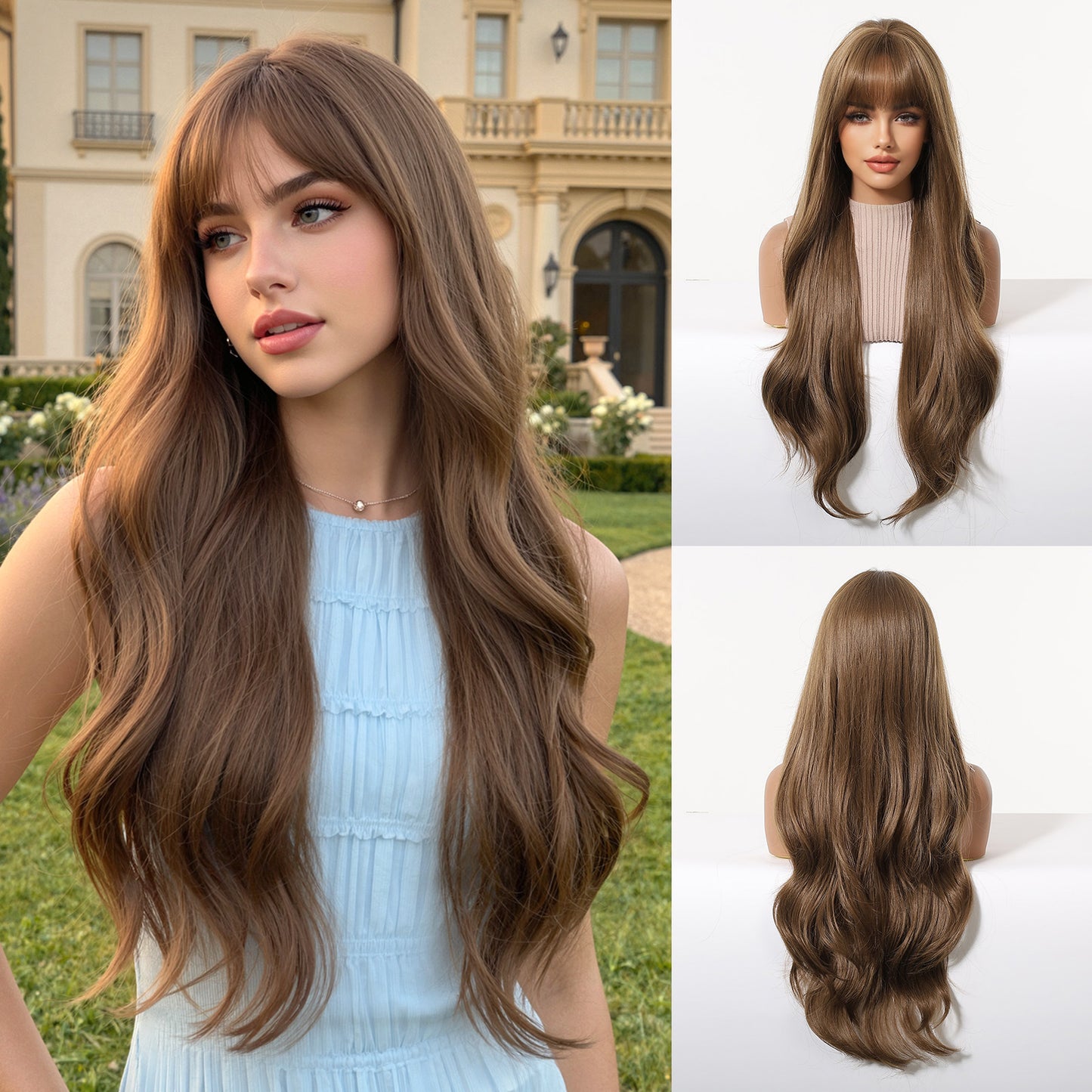 Female Wine-red Curly Hair Big Wave Natural Wig Long Curls