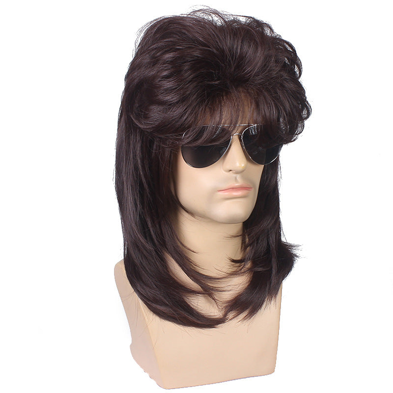 Men's Punk Long Curly Hair Halloween Rock Men's Wig