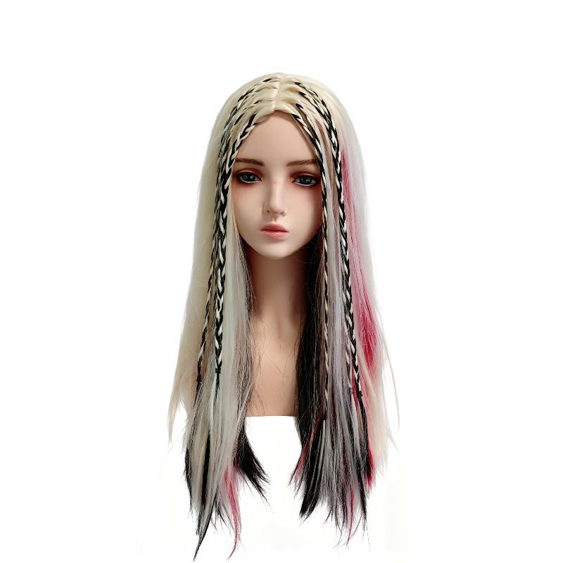 Harley Quinn Suicide Squad Black Red Straight Hair Boxing Cos Wig