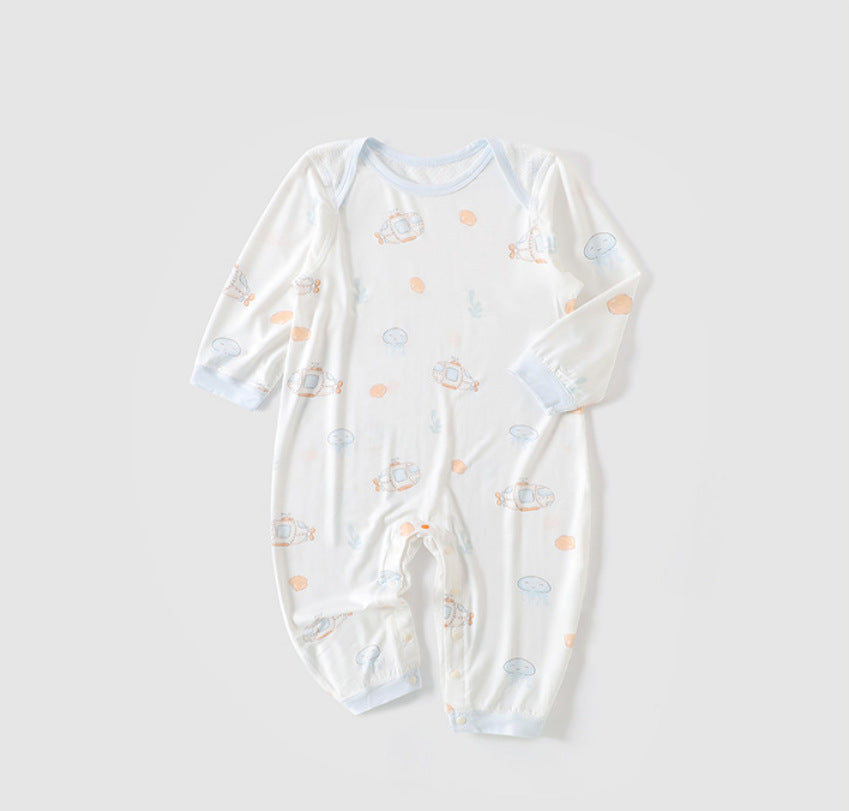 Class Breathable Bamboo Fiber Romper Male Female Summer Thin Long Jumpsuit, Climbing Suit