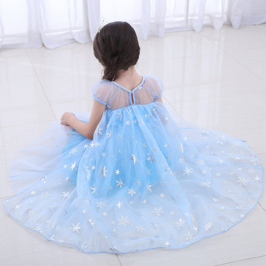 Classy Princess Elsa Frozen Short-sleeved Cotton Children's Dress