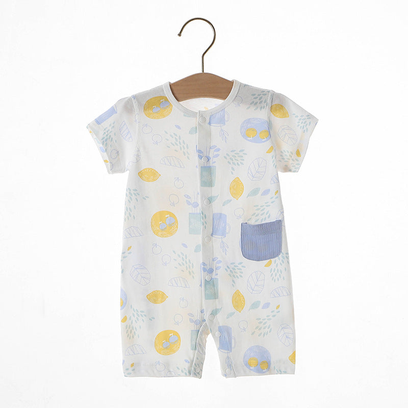 Thin Class Pure Cotton Boneless Short-sleeved Clothes Male Female Jumpsuit, Climbing Suit